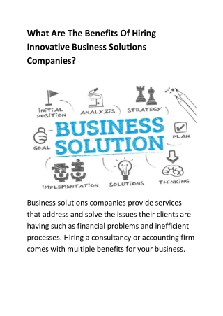 What Are The Benefits Of Hiring Innovative Business Solutions Companies ?