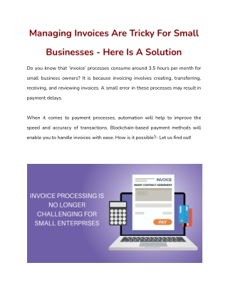 Managing Invoices Are Tricky For Small Businesses - Here Is A Solution