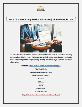 Local Citation Cleanup Service in San Jose | Viralwebmedia.com