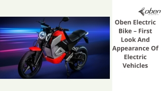 Oben Electric Bike – First Look And Appearance Of Electric Vehicles