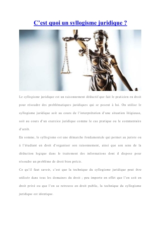 Qu'est ce qu'un syllogisme juridique ?