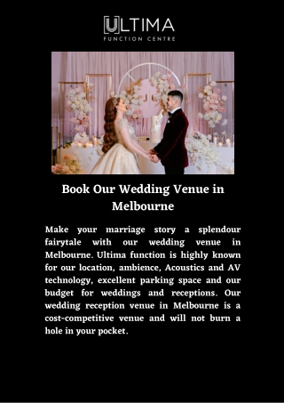Book our wedding venue in Melbourne