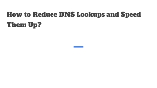 How to Reduce DNS Lookups and Speed Them Up?