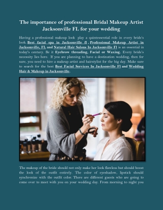 The importance of professional Bridal Makeup Artist Jacksonville FL for your wedding