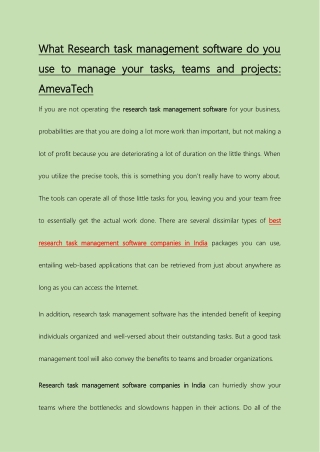 Research task management software For Market Research Companies : Ameva Tech