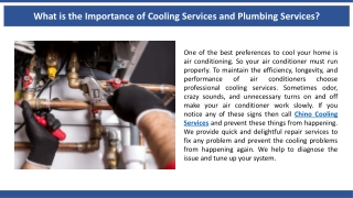 What is the Importance of Cooling Services and Plumbing Services?