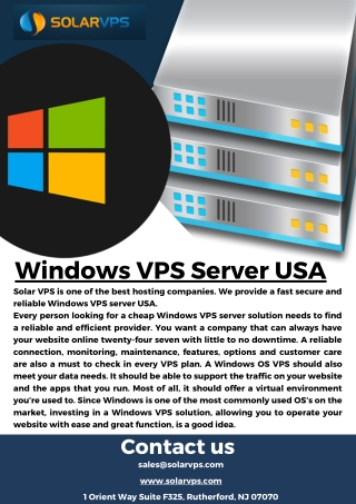 Windows VPS Server USA