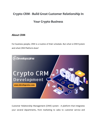 Crypto CRM - Build Great Customer Relationship In Your Crypto Business
