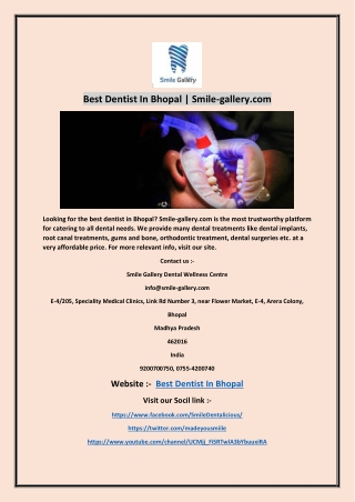 Best Dentist In Bhopal | Smile-gallery.com