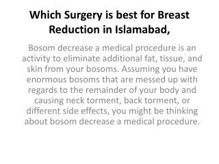 Which Surgery is best for Breast Reduction in