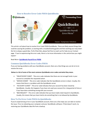 How to Resolve Error Code PS036 QuickBooks( 21-07-2022) 3434939, ALDSKLDKLSLDL, YIIIRIRII,