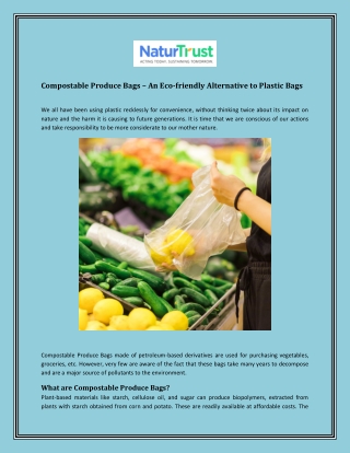 Compostable Produce Bags – An Eco-friendly Alternative to Plastic Bags