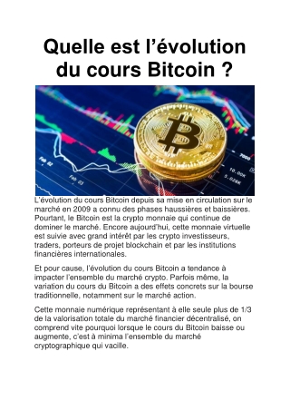 L'évolution du cours Bitcoin : Tout savoir
