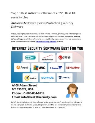 Top 10 Best antivirus software of 2022 | Best 10 security blog