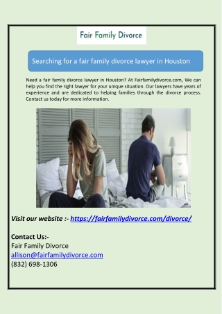 Searching for a fair family divorce lawyer in Houston