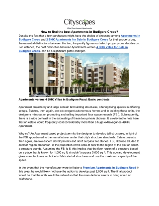 How to find the best Apartments in Budigere Cross_