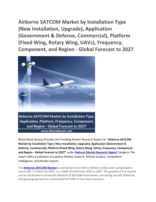 Airborne SATCOM Market - Global Forecast to 2027