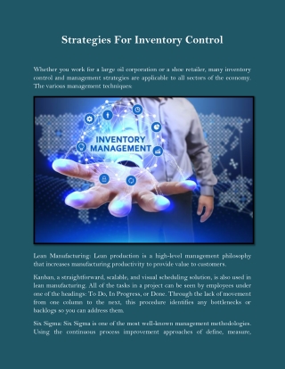 Strategies For Inventory Control