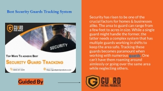 Top Ways to Achieve the Best Security Guard Tracking