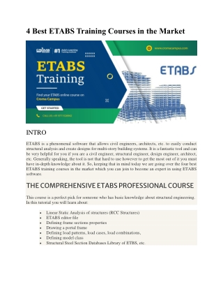 4 Best ETABS Training Courses