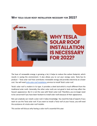 Why tesla solar roof installation is necessary for 2022 ?