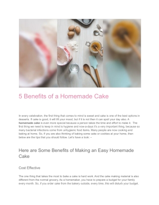 5 Benefits of a Homemade Cake