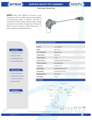 MTR09 Surface Mount RTD Assembly - Weld-pad Mounting | MIEPL