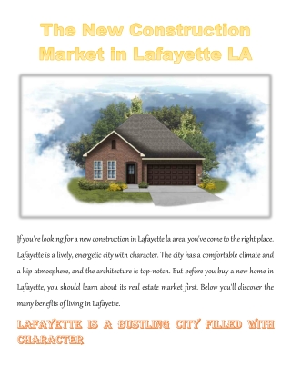 The New Construction Market in Lafayette LA