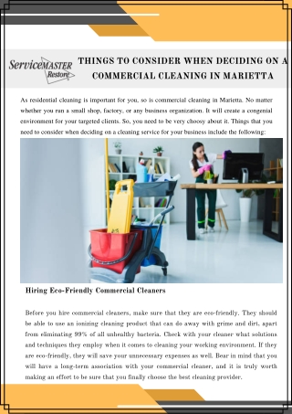 Major Benefits of Hiring Commercial Cleaning Services in Marietta