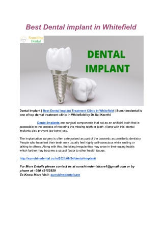 Best Dental implant in Whitefield