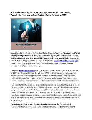 Global Risk Analytics Market Research Report 2017-2027