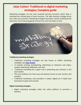 Jaian Cuttari- Traditional vs digital marketing strategies-Complete guide