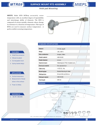 MTR09 Surface Mount RTD Assembly Weld-pad Mounting MIEPL