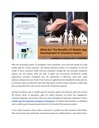 What Are The Benefits Of Mobile App Development In Insurance Sector