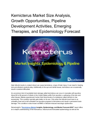 Kernicterus Market Insights And Epidemiology Forecast