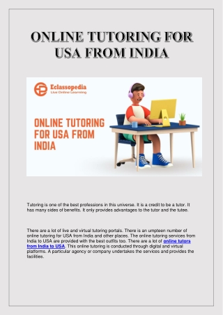 ONLINE TUTORING FOR USA FROM INDIA