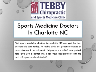 Sports Medicine Doctors In Charlotte NC