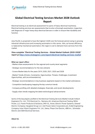 2021 Electrical Testing Services Industry Global Analysis Report