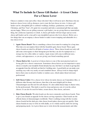 What To Include In Cheese Gift Basket - A Great Choice For a Cheese Lover