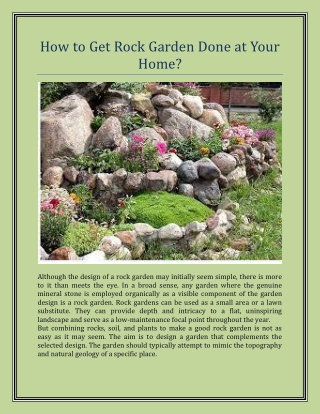 How to Get Rock Garden Done at Your Home