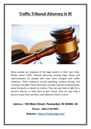 Traffic Tribunal Attorney in RI