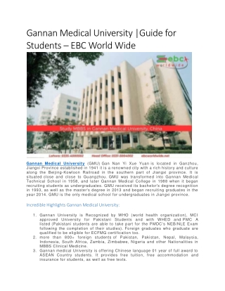 Gannan Medical University |Guide for Students – EBC World Wide