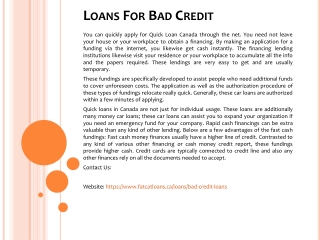 Loans For Bad Credit