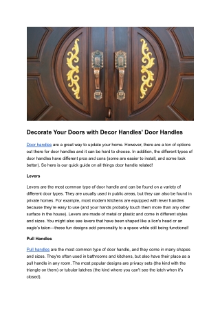 Decorate Your Doors with Decor Handles' Door Handles