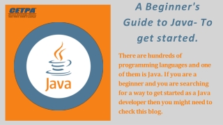 A Beginner's Guide to Java- To get started.