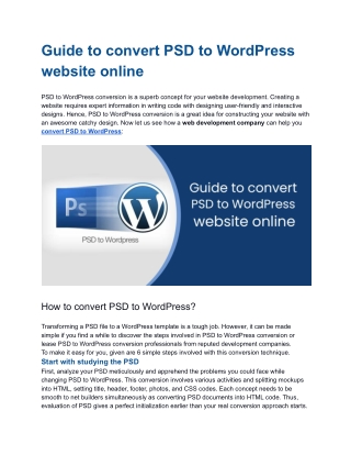 Guide to convert PSD to WordPress website online.docx