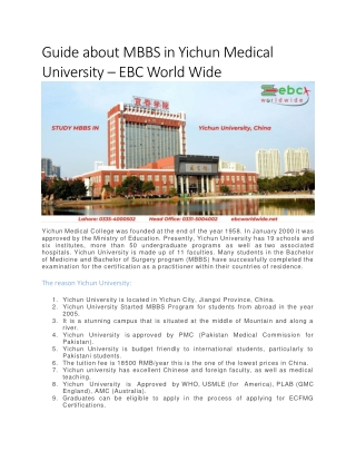 Guide about MBBS in Yichun Medical University – EBC World Wide