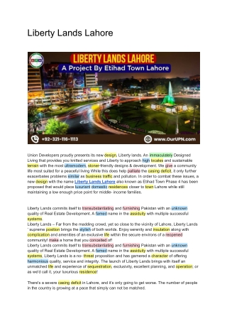 Liberty Lands Lahore