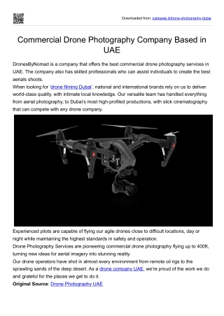 Commercial Drone Photography Company Based in UAE