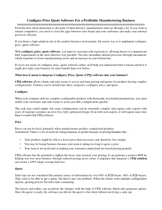 Configure Price Quote Software For a Profitable Manufacturing Business